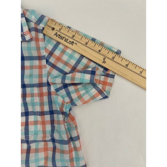 E-LAND AMERICAN CLASSIC BOYS SHORT SLEEVE COLLARED BUTTON DOWN PLAID SHIRT SZ 4 - Picture 6 of 7